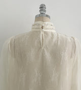 Loet Pintuck Pearl Sheer Lace Blouse