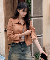 #Suede Collar Crop Jacket (3color)