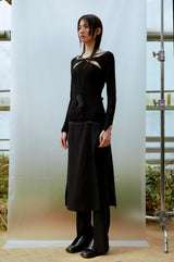 Hole Strap Knit Top (BLACK)