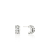 26SS★ Essence Silver Tria Pave Earrings