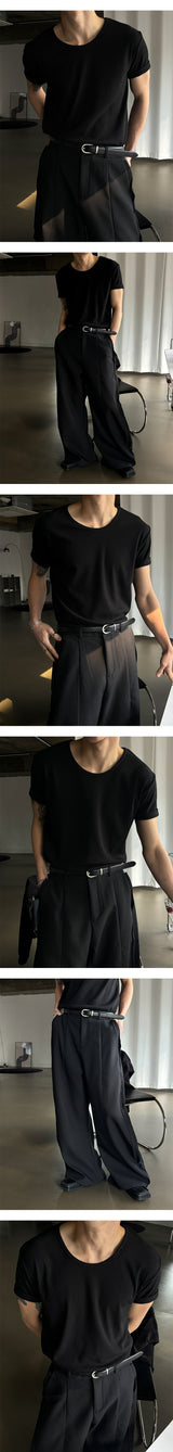 [MADE][MUSCLE FIT] ゴルギUネックマッスルハーフTシャツ(2color)