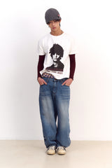 Unisex Human Print Crop T-shirt (White)
