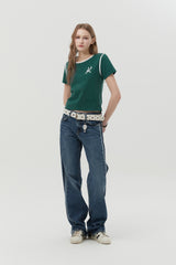 グラフィックリンガーTシャツ [GREEN]