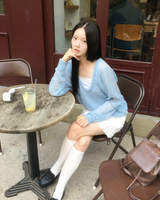 モヘア ボタン Vネック ニット