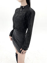1059. Star stud suede crop jk (2color)