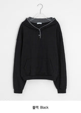 Darun Waffle Color Matching Button Hoodie