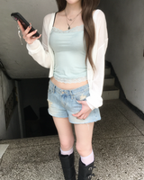 Light denim damage shorts