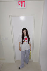 I Love Apple Cotton Oversized Fit Half Sleeve Tee