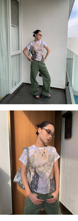 クリードペインティングショートスリーブラグランTシャツ