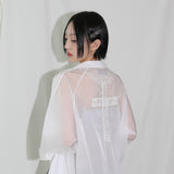 Cross Sheer Zip-Up Jacket - WHITE