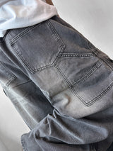 Kuchi Side Carpenter Zip Wide Balloon Pants 3color
