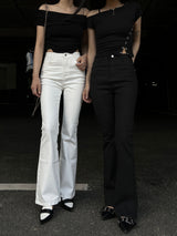 Unbuttoned off snap button slit short sleeve T (4 colors)