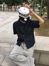 クロップド リベット デニム ショートスリーブ シャツ (2c)