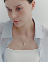 26SS★ [Premium Plating] Volume Square AB(W) Dual Pave Necklace
