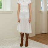 Lace Flare long skirt (white)