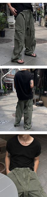 [Unisex] デザートベルトウォッシングカーゴパンツ(3color)