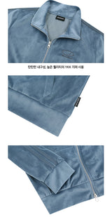 Velour Sporty Track Crop Zip-Up