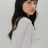 FRILL NECK PINTUCK BLOUSE (WHITE)