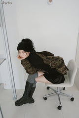 camouflage thick hood zip-up