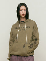 LUNA WASHING VINTAGE GRAPHIC HOODIE [LIGHT KHAKI]
