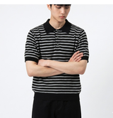 Stripe Crop Half Knit Black