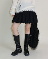 ラバーVネックダメージカットポイント長袖ニット (wool material)