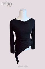 Side Shirring Lady Long Sleeve T-shirt