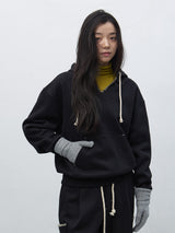 ステッチVネックスウェットフードTシャツ