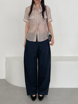 Curved Cotton Barrel Pants