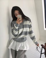 [MADE] striped deep V-neck knit