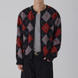 REVIVE ARGYLE CHECK CARDIGAN