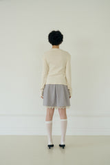 BOW MINI DOT LACE SKIRT (GREY)