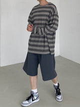 Nylon wide banding half pants 2C