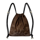 Lace Ribbon Gym Sack [Brown]