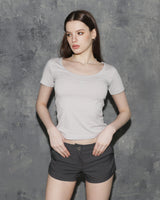Triclipse Embroidered U-Neck T-Shirt Gray