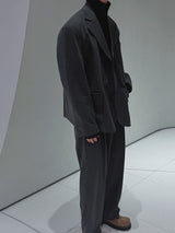 ASCLO Wool Herringbone Retro Jacket & Pants (Charcoal)