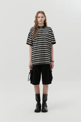STRIPE PIQUE T-SHIRT [BLACK]