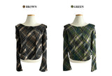 Leaf Trail Check Scarf Long Sleeve T-shirt