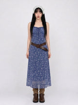 BLUE DAISY SMOCKED LONG DRESS