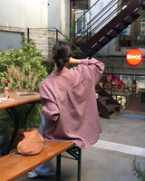 [BELLIDE MADE] ビンテージチェックルーズフィットシャツブラウス