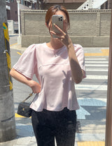 モアング カット パフ フレア Tシャツ