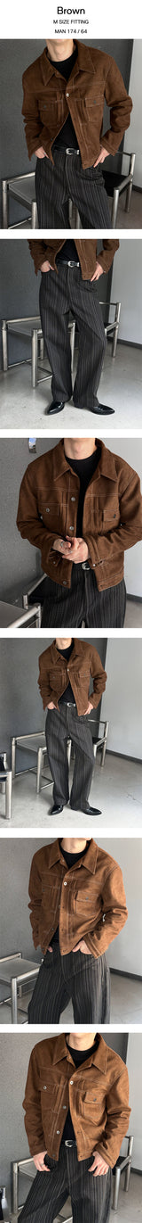 [F/W] Suede trucker jacket(4color)