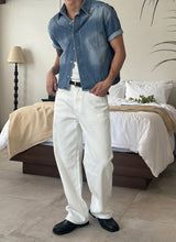 [MUSCLE FIT] Crop denim shirts(2color)