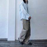 Double Knee Straight-Leg Trousers