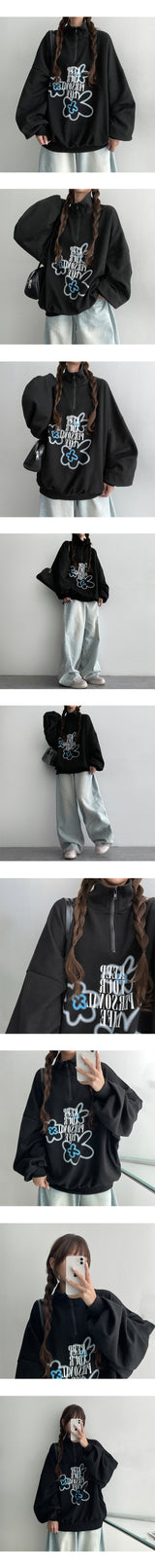 Mu Dot Half Zip-Up Anorak Sweatshirt (3 colors)