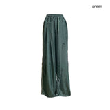 (3color) Hippie Pintuck Wide Nylon Banding Pants