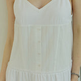 Lace Layered Sleeveless Long Dress _ White