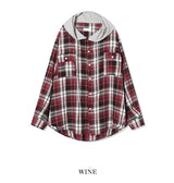 Wake check hooded shirt