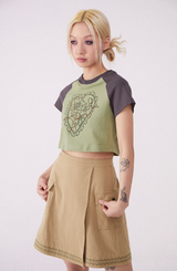 Chemical Girls Contrast color round neck raglan short sleeve T-shirt