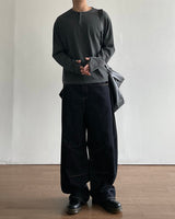 Double Washed Henley Neck Long Sleeve